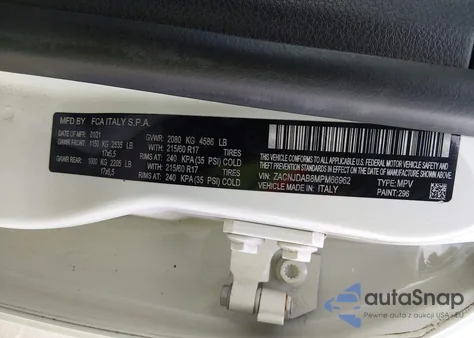 2021 Jeep Renegade Upland 4X4 z USA, uszkodzony, nr VIN ZACNJDAB8MPM66962